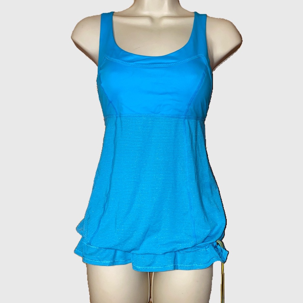 LULULEMON TA TA RUNNING DRAWSTRING TANK TOP BLUE